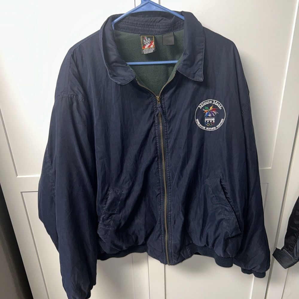Weatherproof Co. 1998 Japan Nagano Winter Olympic Navy Fleece Lined Jacket (XL)‎